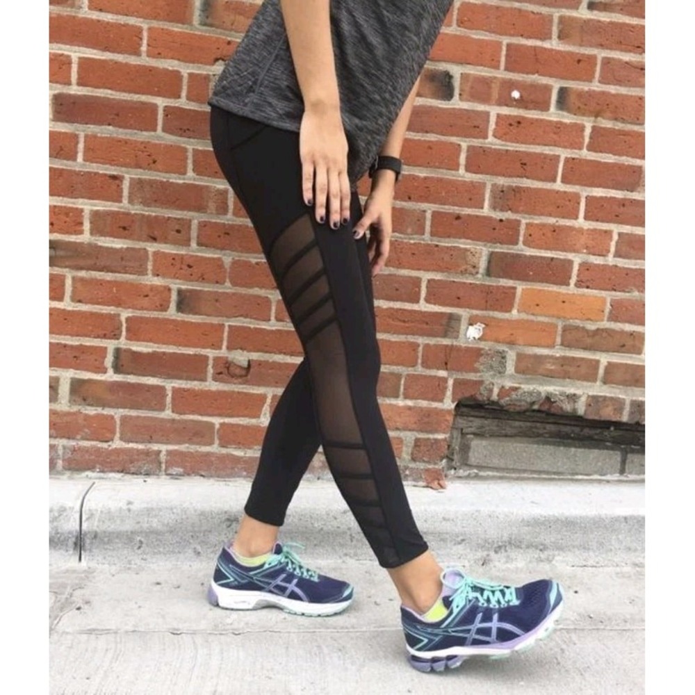 Lululemon Leggings Womens 2* Wild and Free Tight Black Yoga Mesh Pants Pocket